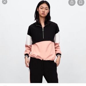 Zara Women's Black and Pink Track jacket